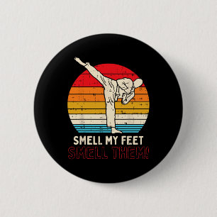 Smell Feet Kick Retro Karate Taekwondo Martial Art 2 Inch Round Button