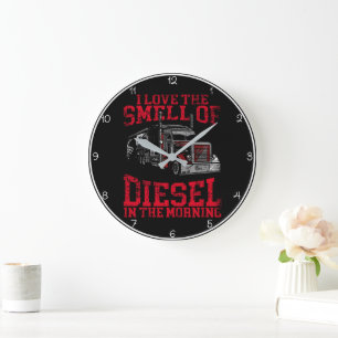 Smell of Diesel" Trucker Skull Large Clock