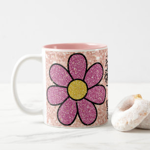 smell the flower , Floral Sparkle Aesthetic Gift Two-Tone Coffee Mug