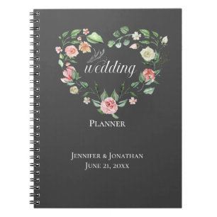 Smell the Roses, Floral Heart Wedding Planner Notebook