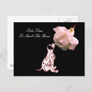Smell The Roses Puppy Rose Inspirational Postcard