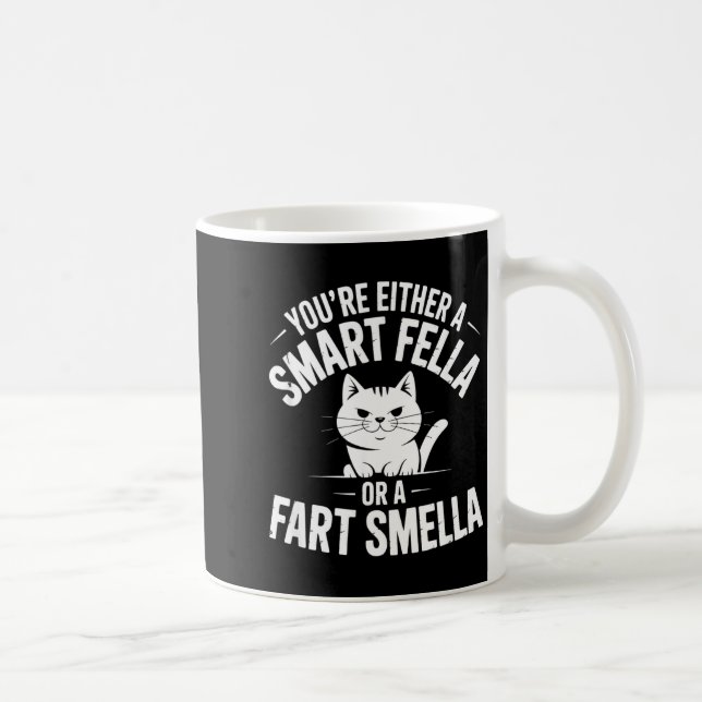Smella Cat Smart Fart Humor Spoonerism Fella Laugh Coffee Mug (Right)