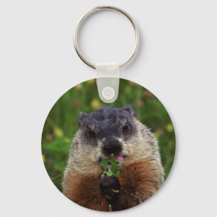 Smelling Spring Groundhog Keychain