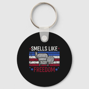 Smells Like Freedom American Smoker Patriotic Bbq Keychain