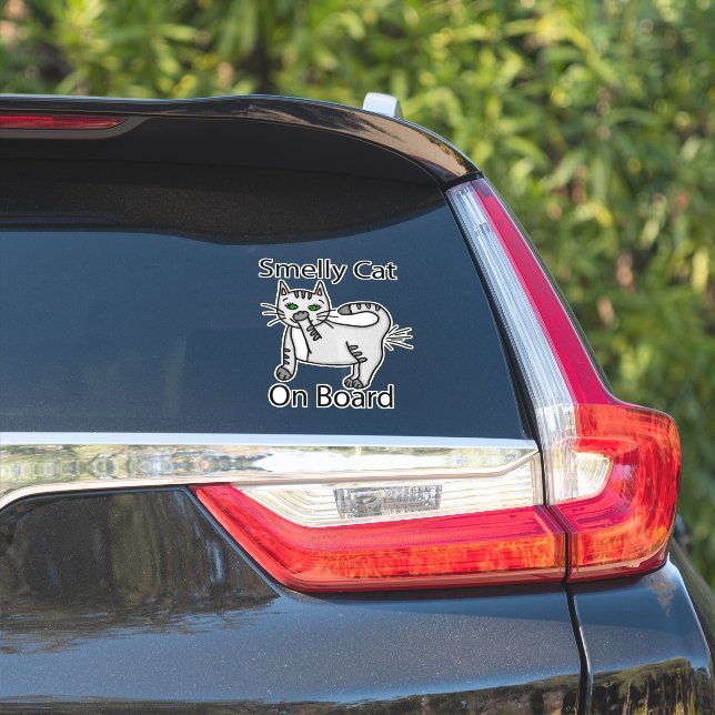 Smelly Cat on Board Funny Farting Humour (Car Side)