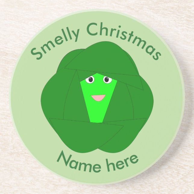 Smelly Christmas Brussels Sprout Coasters (Front)