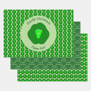 Smelly Christmas Brussels Sprout Custom Wrapping Paper Sheet