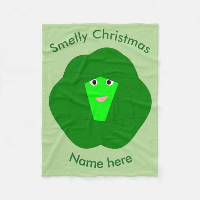 Smelly Christmas Brussels Sprout Fleece Blanket (Front)