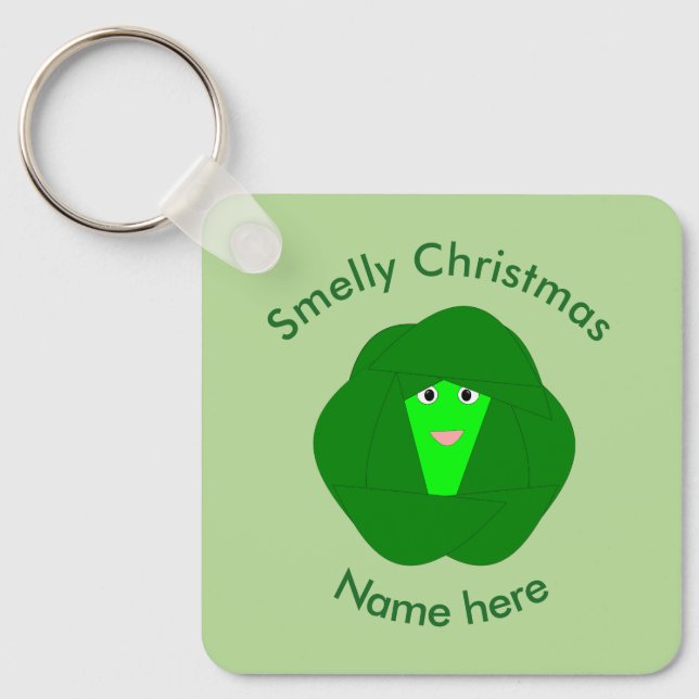 Smelly Christmas Brussels Sprout Funny Custom Keychain (Front)
