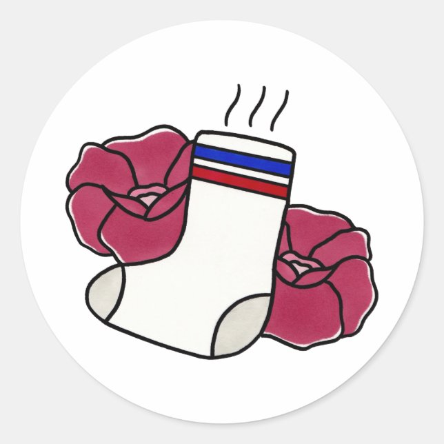 Smelly // Sock Stickers. Classic Round Sticker (Front)