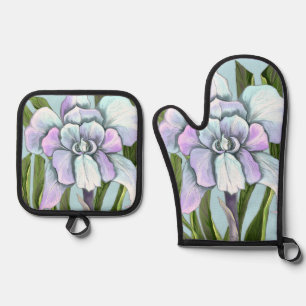 Smeraldo flower oven mitt & pot holder set