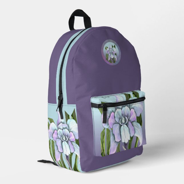Smeraldo flower printed backpack (Back Corner Left)