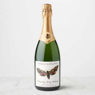 Smerinthus ocellata - Eyed Hawk-Moth - Colour Imag Sparkling Wine Label
