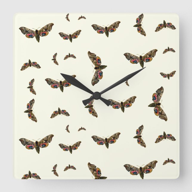 Smerinthus ocellata - Eyed Hawk-Moth - Colour Imag Square Wall Clock (Front)