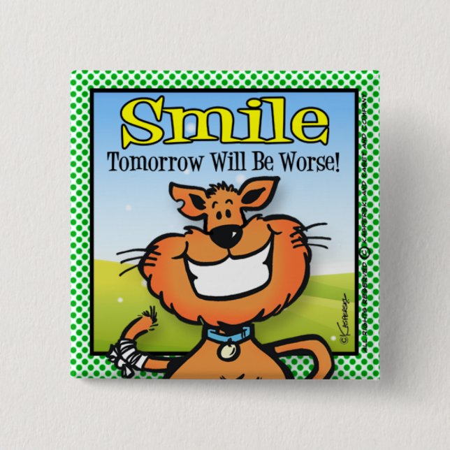 Smile 2 Inch Square Button (Front)