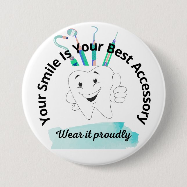 Smile 3 Inch Round Button (Front)