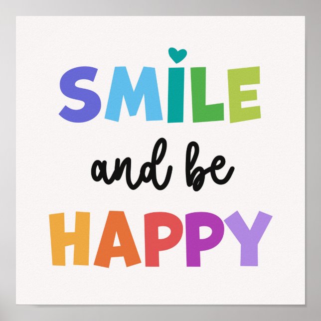 Smile And Be Happy Positive Wall Art (Front)