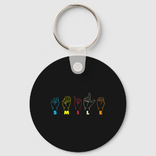 Smile Asl Alphabet American Sing Language Asl Teac Keychain