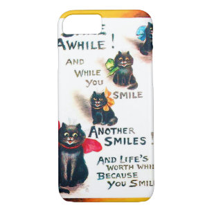 Smile Awhile, Black Cat, Louis Wain Case-Mate iPhone Case