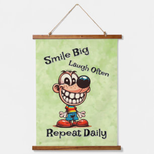 "Smile big, laugh often, repeat daily" Cartoon Hanging Tapestry
