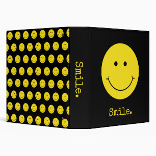 Smile Black Yellow Face Grin Binder