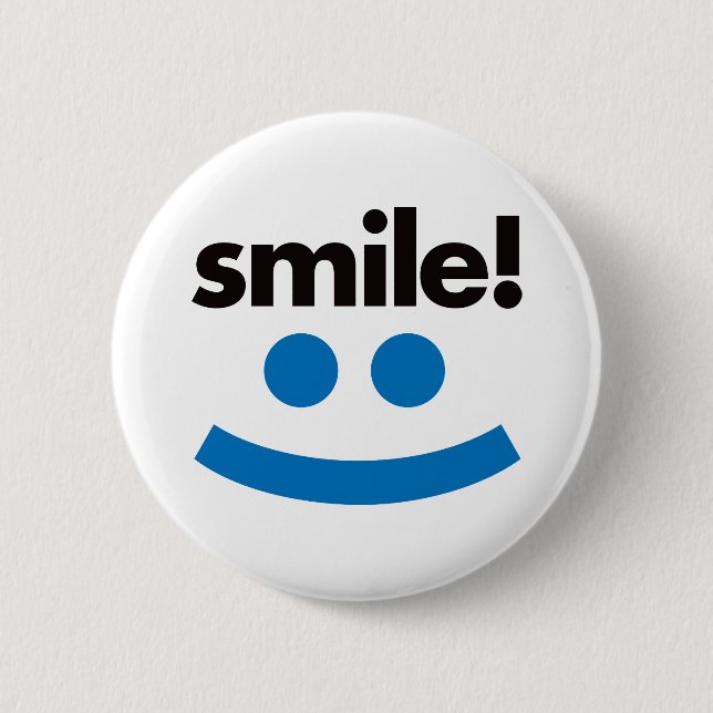 Smile - Blue 2 Inch Round Button (Front)