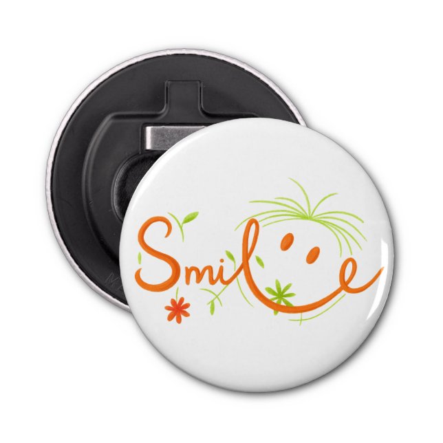 Smile Brush Style Line Art | Bottle Opener (Front)