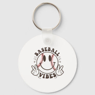 Smile Bysebyll Vibes Game Day Life Mom Retro Happy Keychain