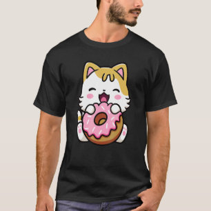 Smile Cat Doughnut Lover Otaku Cute Kitty Cat Tee
