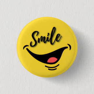 Smile 😊 | Cheerful Yellow Badge | Positive Vibes 1 Inch Round Button
