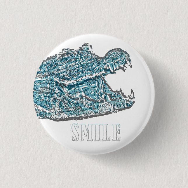 Smile Crocodile  1 Inch Round Button (Front)
