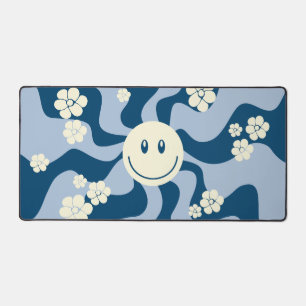 Smile - Dark Blue, Light Blue and Cream Desk Mat