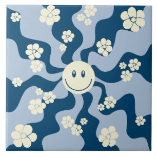 Smile - Dark Blue, Light Blue and Cream Tile