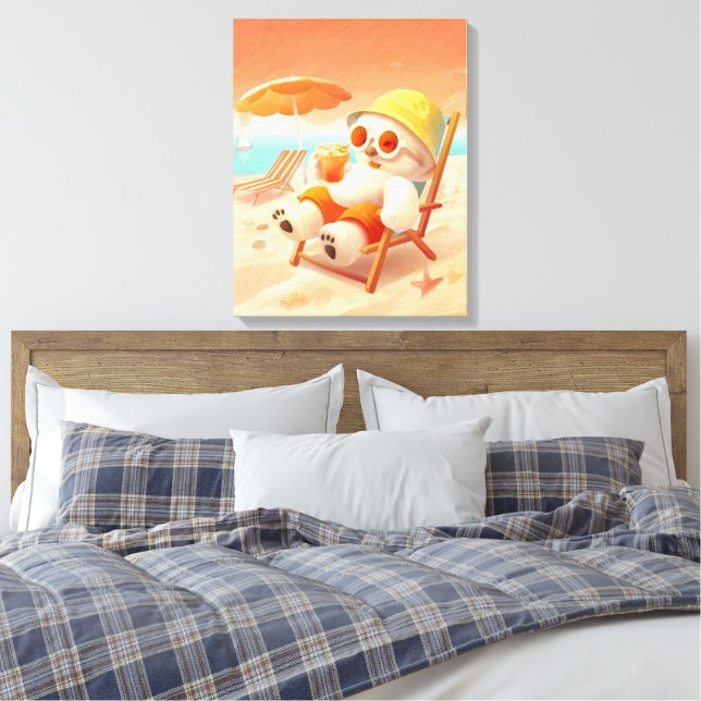 Smile Dog – Beach Mode On Canvas Print (Insitu(Bedroom))