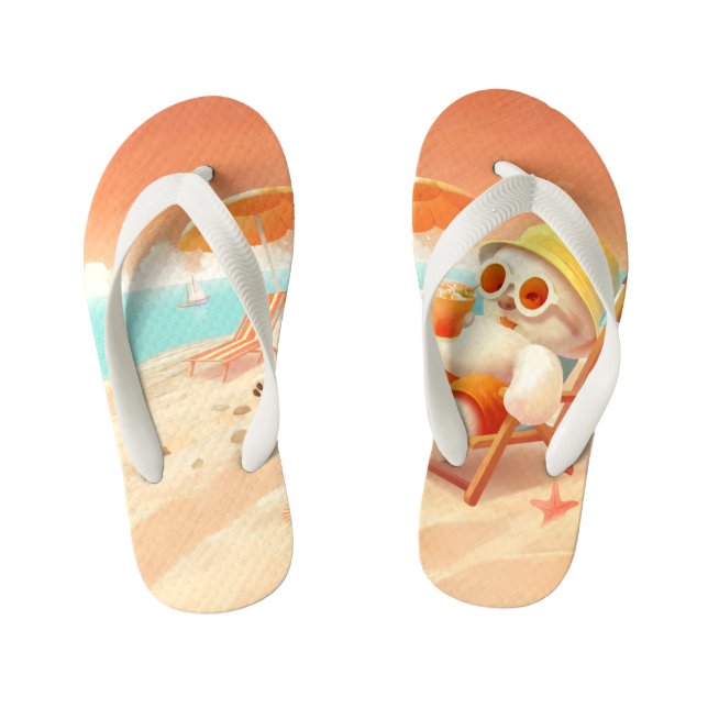 Smile Dog – Beach Mode On Kid's Flip Flops (Footbed)