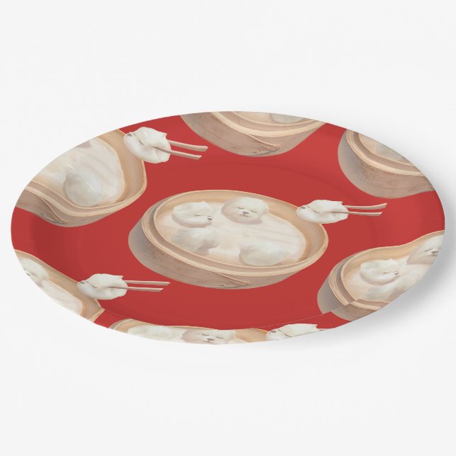Smile Dog – Xiao Long Bao Delight Paper Plate (Angled)