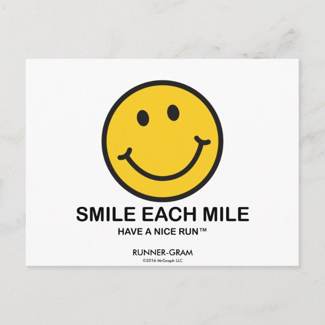 Smile Each Mile / "Nice Run" Runner-Gram Postcard (Front)