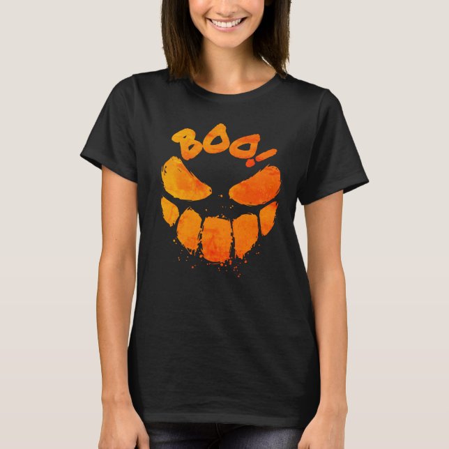 Smile Éffrayant Face Joyeux T-shirt Halloween (Devant)