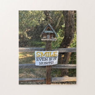 Smile Even if it Hurts, Funny Sign Jigsaw Puzzle
