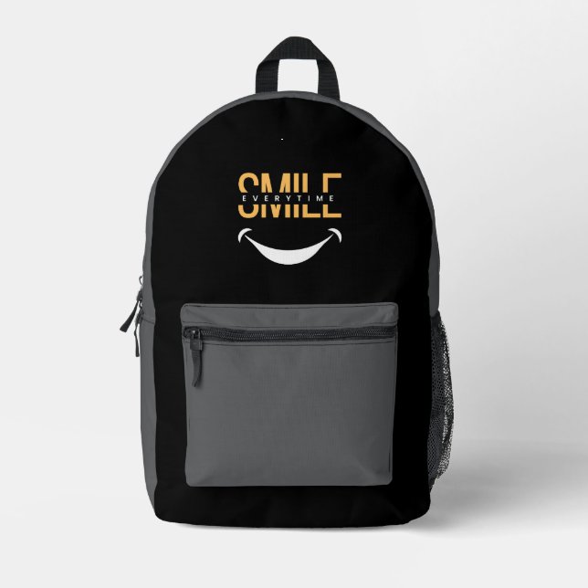 Smile Everytime – Spread Positive Vibes Anywhere Printed Backpack (Front)