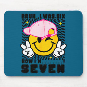 Smile face 7th birthday was 6 7 checkered bruh mouse pad