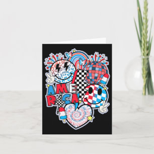 Smile Face Heart American Flag Women Men 4th Of Ju Card
