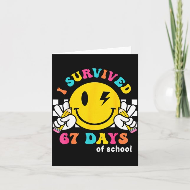 Smile Face I Survived 67 Days Of School  Card (Front)