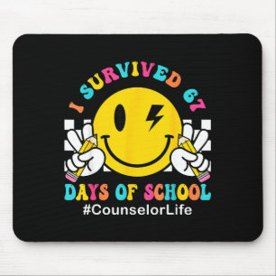 Smile Face I Survived 67 Days Of School Counselor Mouse Pad