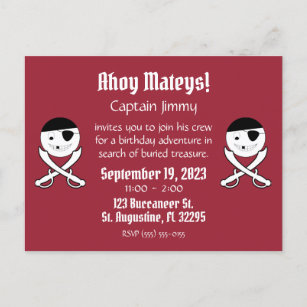 Smile Face Jolly roger Pirate Party Invitation