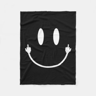 Smile Face Middle Finger Hand Funny Sarcasm Meme S Fleece Blanket