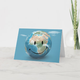 Smile Face on Earth Globe Card