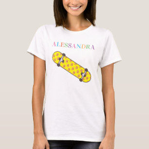 Smile face pattern Skateboard  & custom name T-Shirt