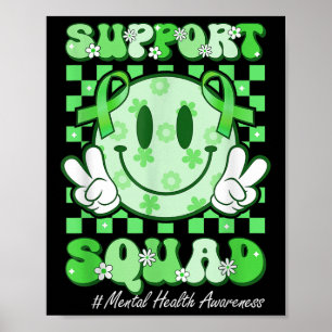 Smile Face Ribbon Support Squad Mental Health Awar Poster
