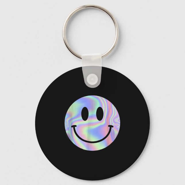Smile Face Shirt Happy Smiling Face Rave Edm Music Keychain (Front)